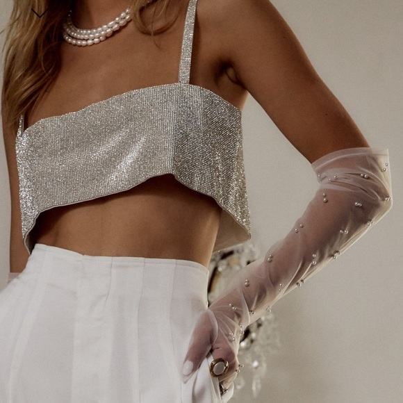 NWT / 12th Tribe Adaline Pearl Bridal Gloves - Picture 5 of 7